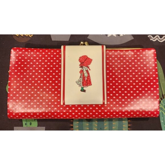 Vintage Holly Hobbie Red Polka Dot Wallet With Sunbonnet Girl Print - Picture 1 of 9